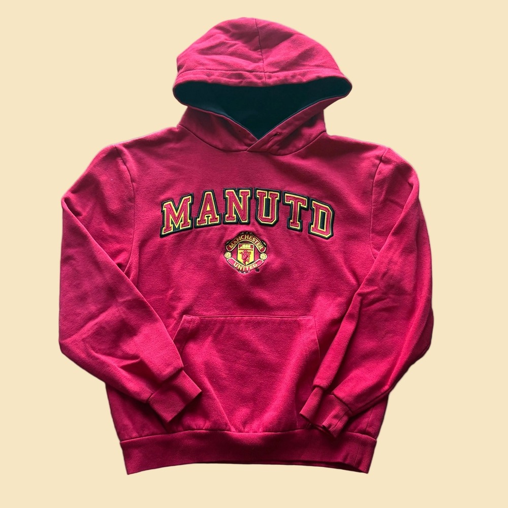 Manchester United Youth Medium Red Pullover Hoodie Man Utd Soccer Football Logo